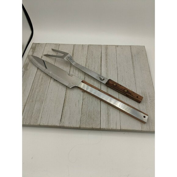 Vintage Set 2 Vernco Stainless Steel Carving Knife Fork Set Large 13" & 16" - Picture 6 of 8